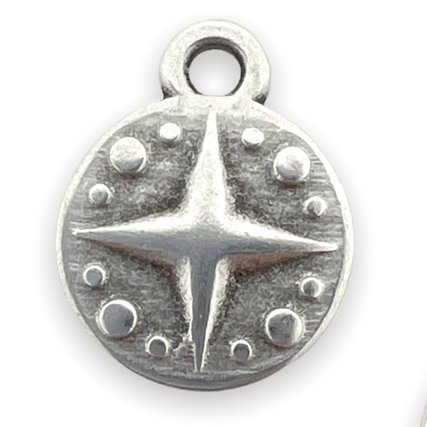 Bedel rond motief met ster Zilver DQ 10mm-bedels-Kraaltjes van Renate