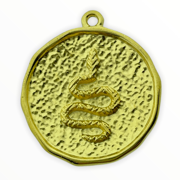 Bedel rond slang relief Goud 24kr DQ 25x28mm-Kraaltjes van Renate