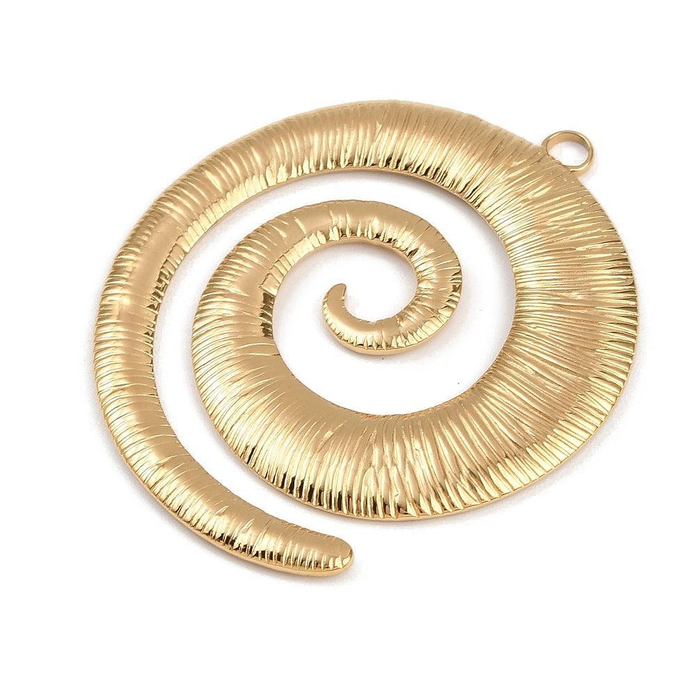 Bedel rond spiraal Goud 48x42mm - per stuk-bedels-Kraaltjes van Renate