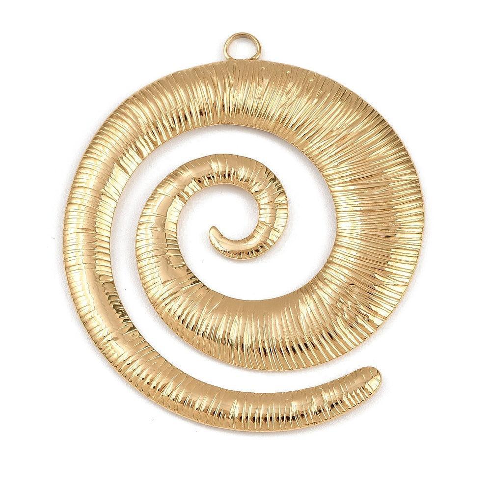 Bedel rond spiraal Goud 48x42mm - per stuk-bedels-Kraaltjes van Renate