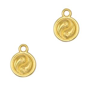 Bedel rond yin & yang Goud DQ 13x10mm - per stuk-bedels-Kraaltjes van Renate