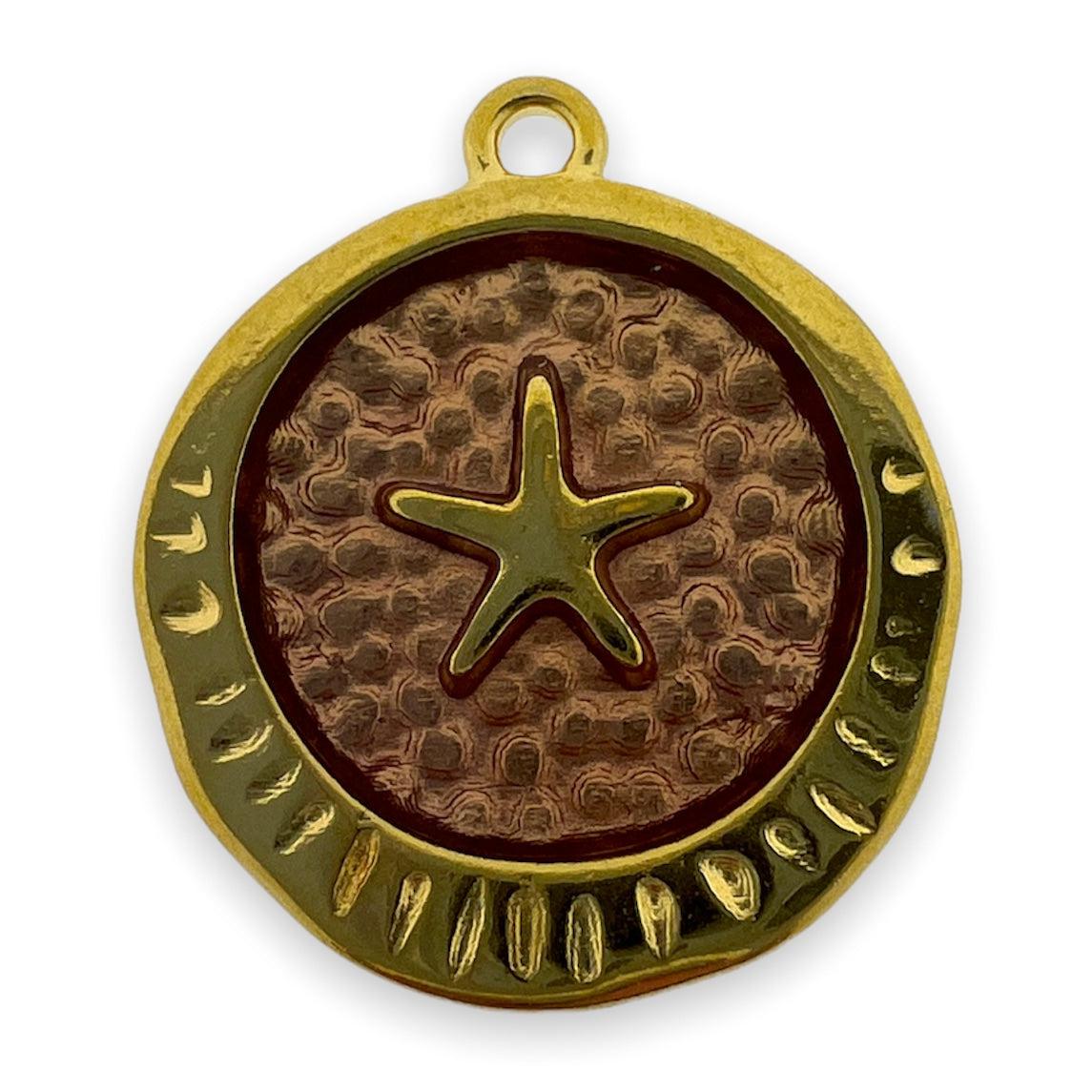 Bedel rond zeester Goud 24K DQ 21x23mm-bedels-Kraaltjes van Renate