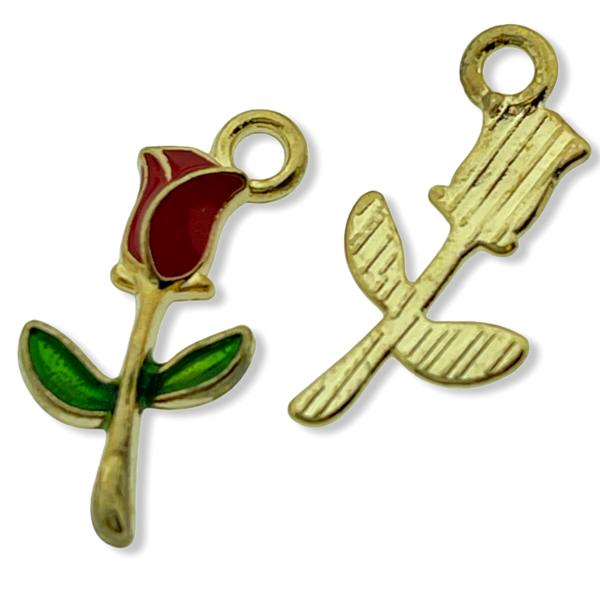 Bedel roos rood-groen goud 19x9mm-Kraaltjes van Renate