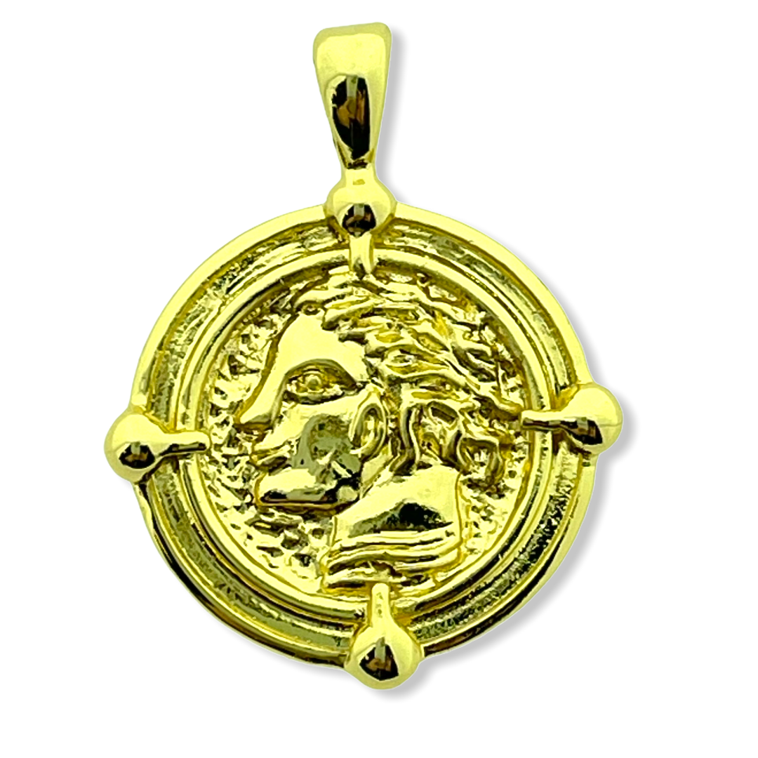 Bedel round human Zirconia Gold plated 32x25mm-Kraaltjes van Renate