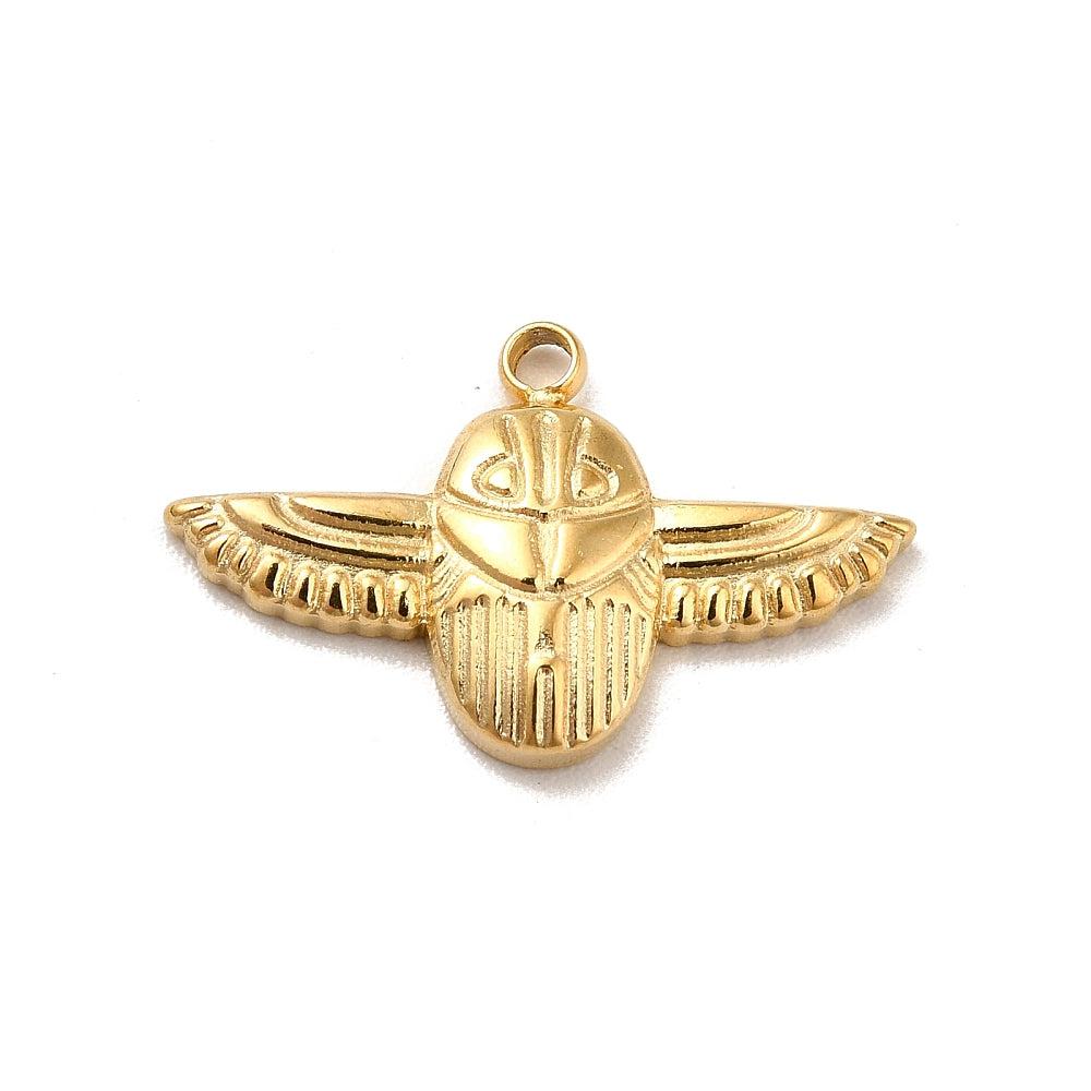 Bedel scarabee Stainless steel 18K gold 20mm-bedels-Kraaltjes van Renate