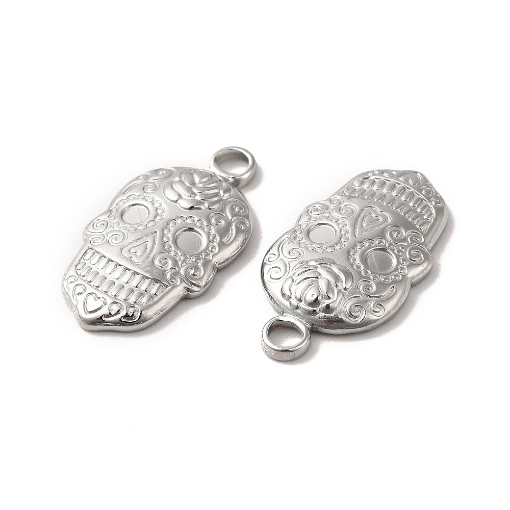 Bedel schedel RVS zilver 23mm - per stuk-bedels-Kraaltjes van Renate