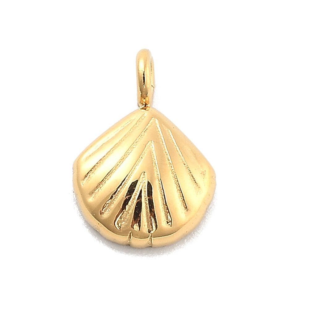 Bedel schelp Goud 10x7x2mm- Per Stuk-bedels-Kraaltjes van Renate