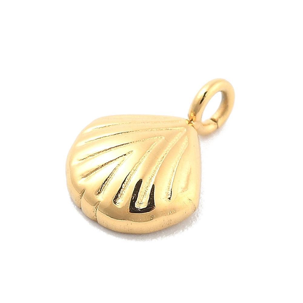 Bedel schelp Goud 10x7x2mm- Per Stuk-bedels-Kraaltjes van Renate