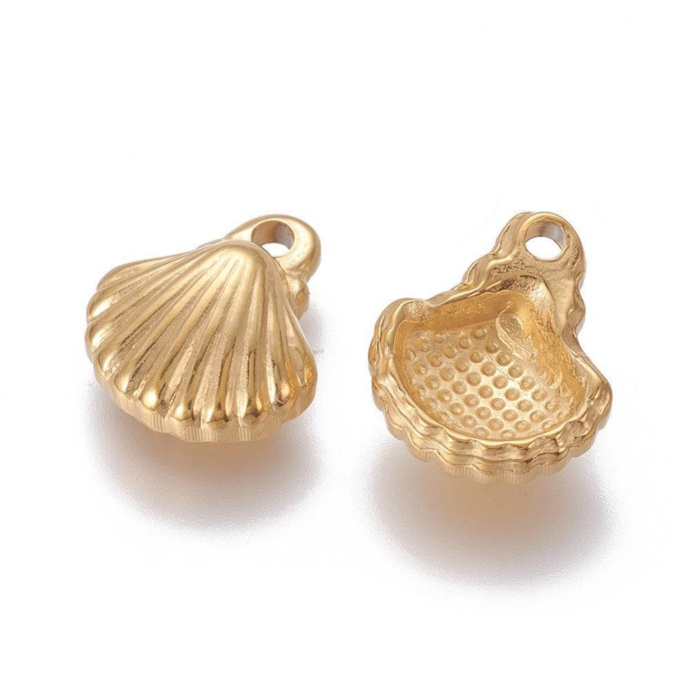 Bedel schelp Goud 12x10mm-bedels-Kraaltjes van Renate