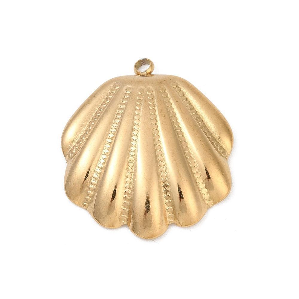 Bedel schelp Goud 26,5x23,5mm- Per Stuk-bedels-Kraaltjes van Renate