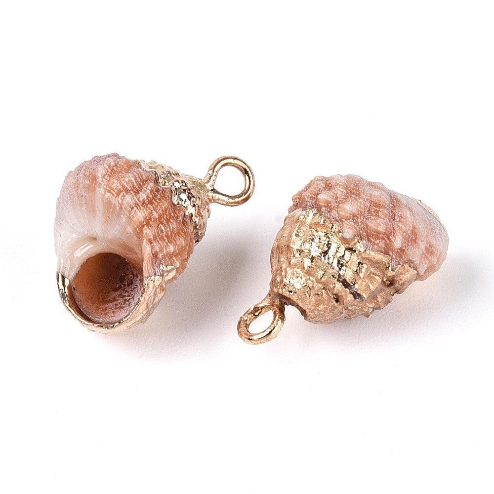 Bedel schelp Goud / Peach ±11mm - per stuk-bedels-Kraaltjes van Renate