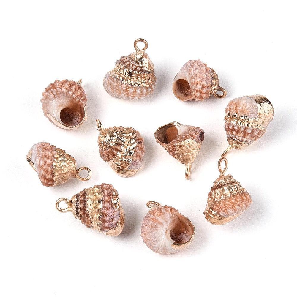 Bedel schelp Goud / Peach ±11mm - per stuk-bedels-Kraaltjes van Renate