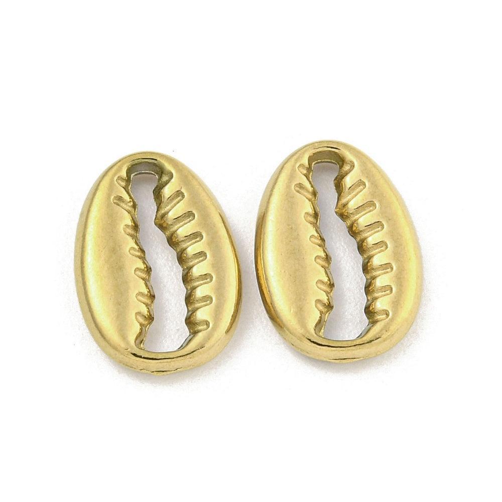 Bedel schelp RVS 18K Goud 11,5mm - per stuk-bedels-Kraaltjes van Renate