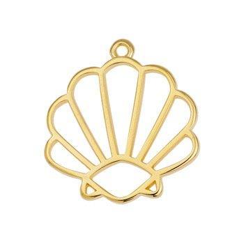 Bedel schelp RVS 24K goud 24mm- per stuk-Kralen-Kraaltjes van Renate