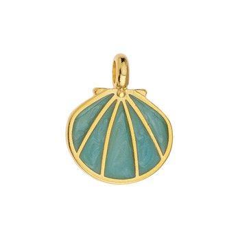 Bedel schelp RVS 24K turquoise goud 19mm- per stuk-Kralen-Kraaltjes van Renate