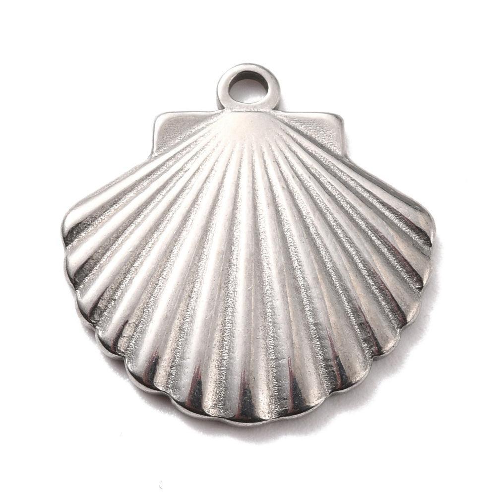 Bedel schelp RVS Zilver 20,5mm- per stuk-bedels-Kraaltjes van Renate
