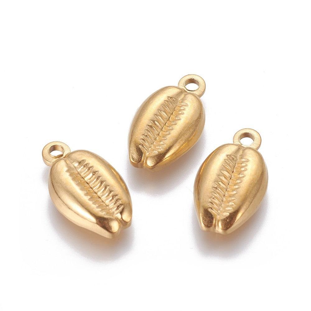 Bedel schelp RVS goud 19x10mm-bedels-Kraaltjes van Renate