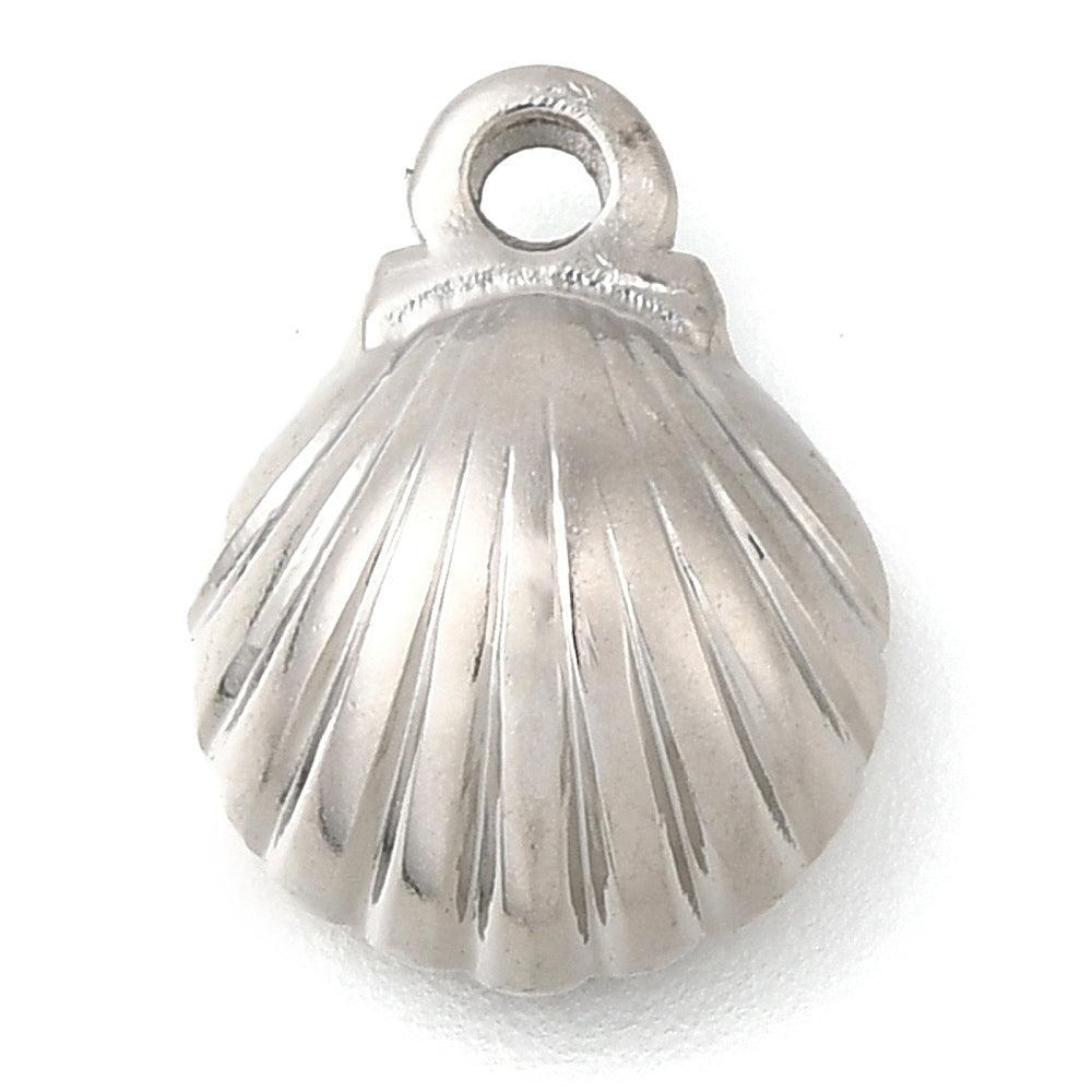 Bedel schelp RVS zilver 11,5mm - per stuk-bedels-Kraaltjes van Renate