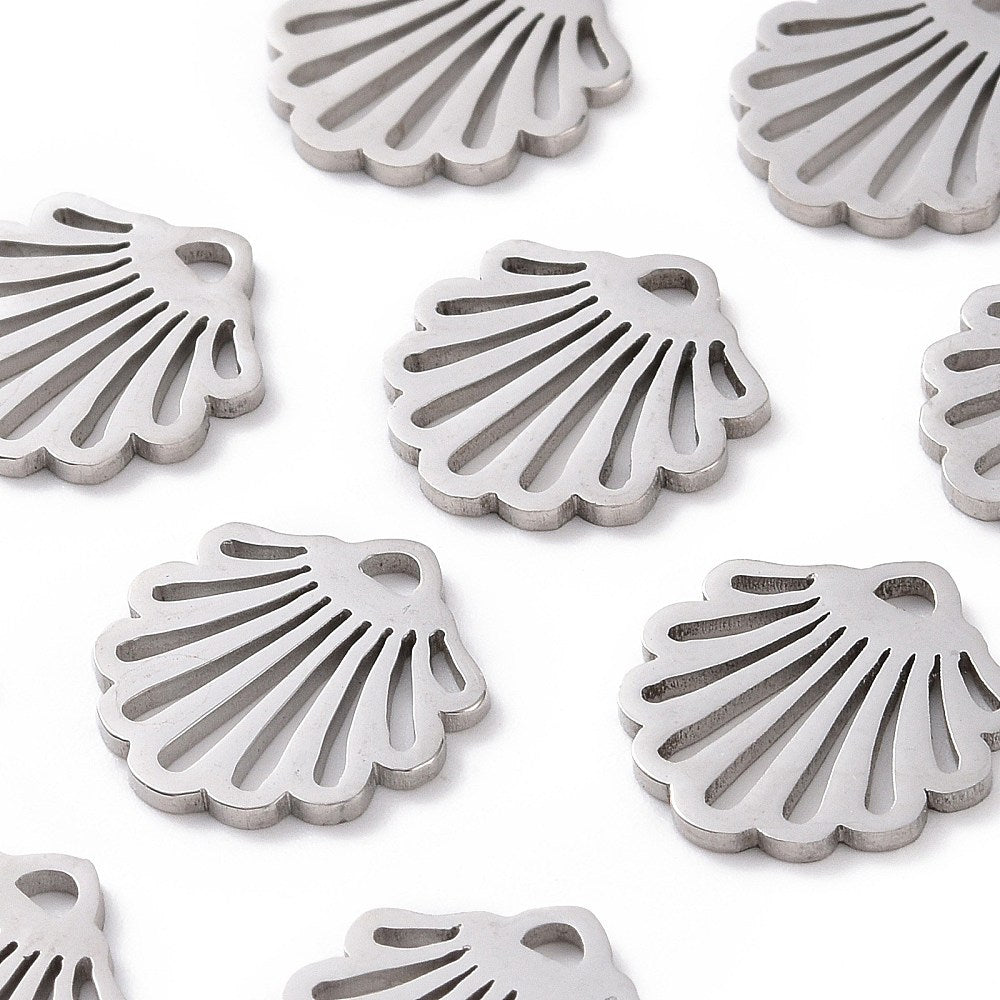 Bedel schelp Stainless steel zilver 14mm-bedels-Kraaltjes van Renate