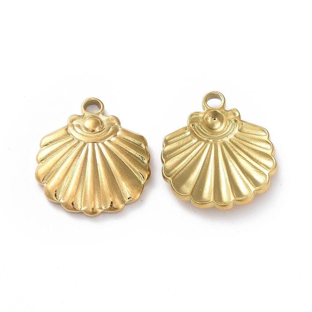 Bedel schelp goud RVS 19x16mm-bedels-Kraaltjes van Renate