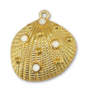 Bedel schelp groot wit/goud 28x30mm-bedels-Kraaltjes van Renate