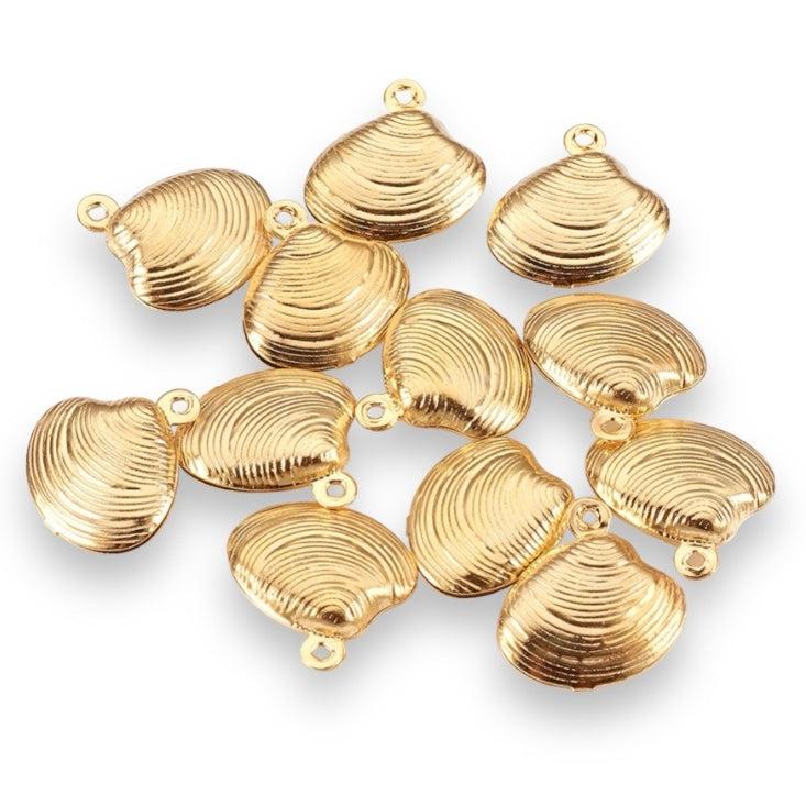 Bedel schelp hol goud 14x13mm-bedels-Kraaltjes van Renate