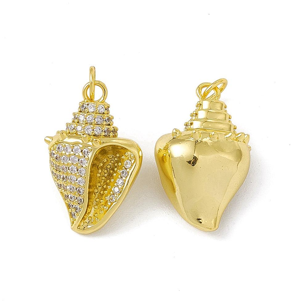 Bedel schelp kokkel zirconia goud 18K 22x14mm-bedels-Kraaltjes van Renate