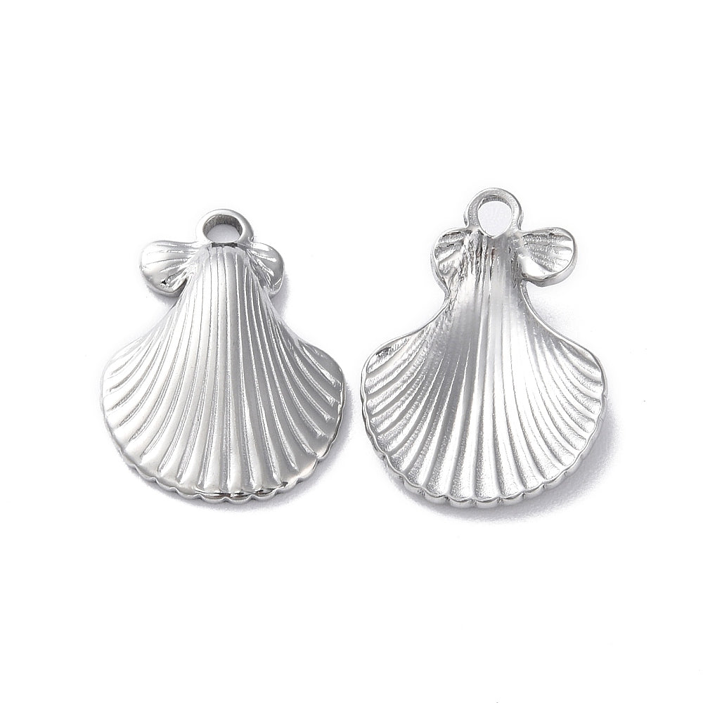 Bedel schelp lang zilver RVS 21x16mm-bedels-Kraaltjes van Renate