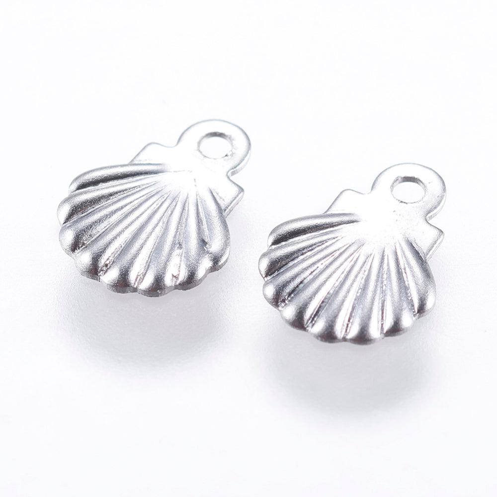 Bedel schelp mini Stainless steel zilver 7,5mm-bedels-Kraaltjes van Renate