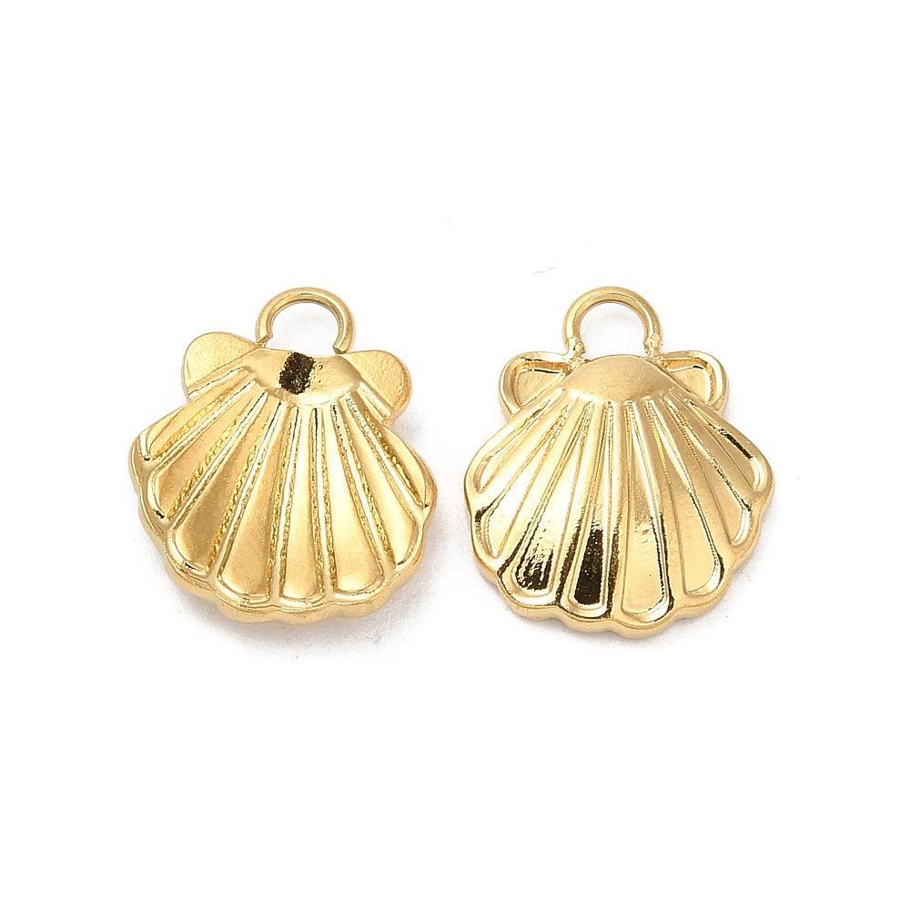 Bedel schelp mini plat goud 18K 12x10mm-bedels-Kraaltjes van Renate
