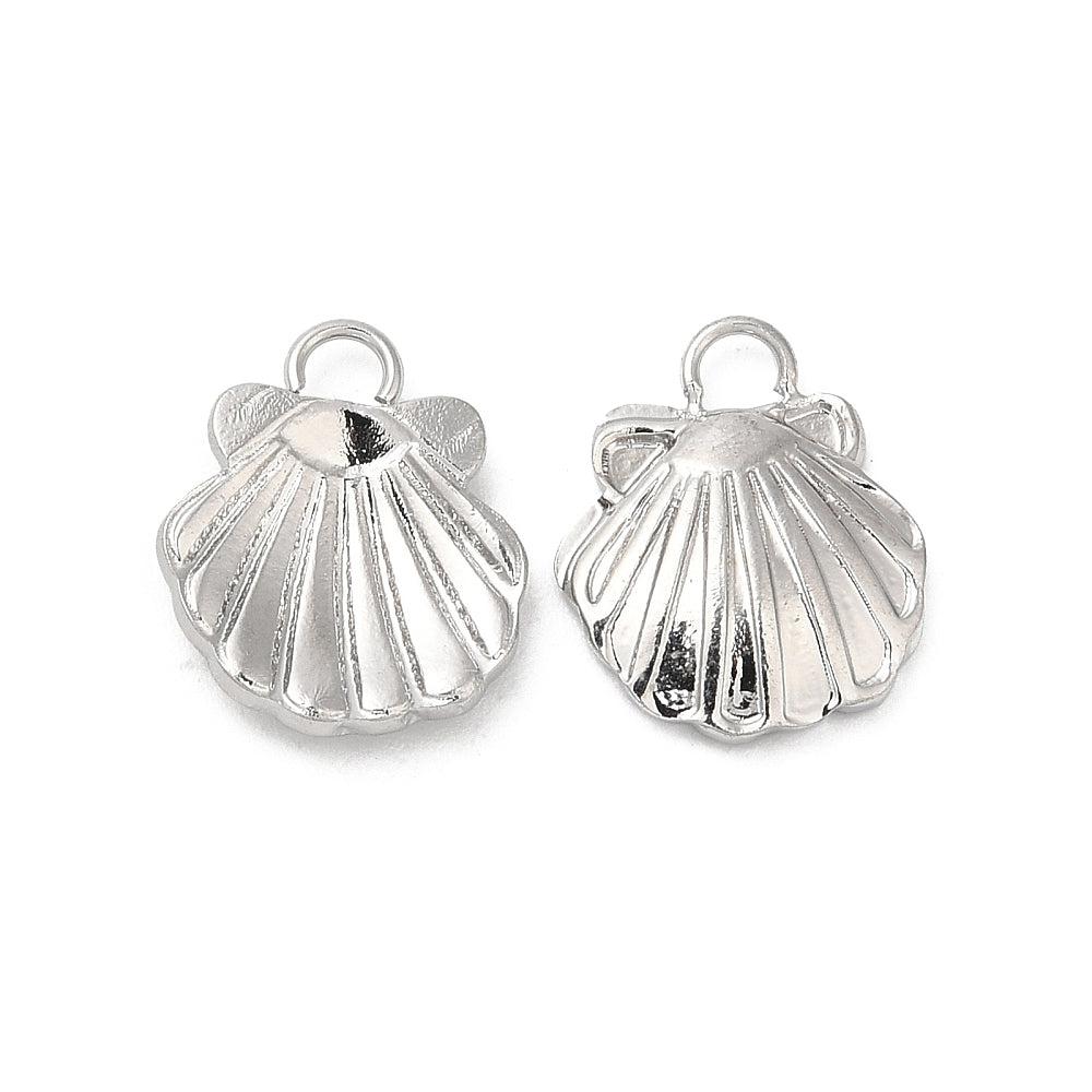 Bedel schelp mini plat zilver RVS 12x10mm-bedels-Kraaltjes van Renate