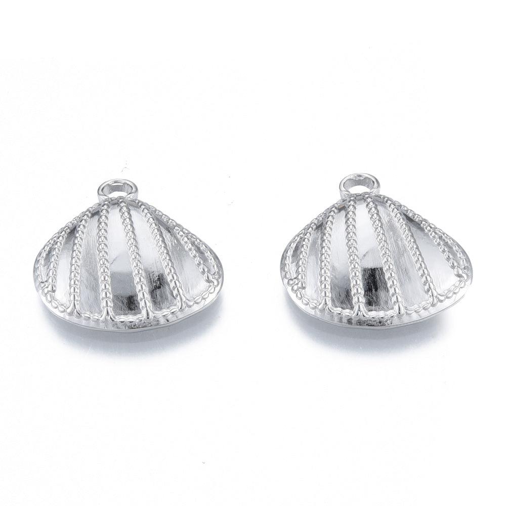 Bedel schelp motief Stainless steel zilver 22mm-bedels-Kraaltjes van Renate