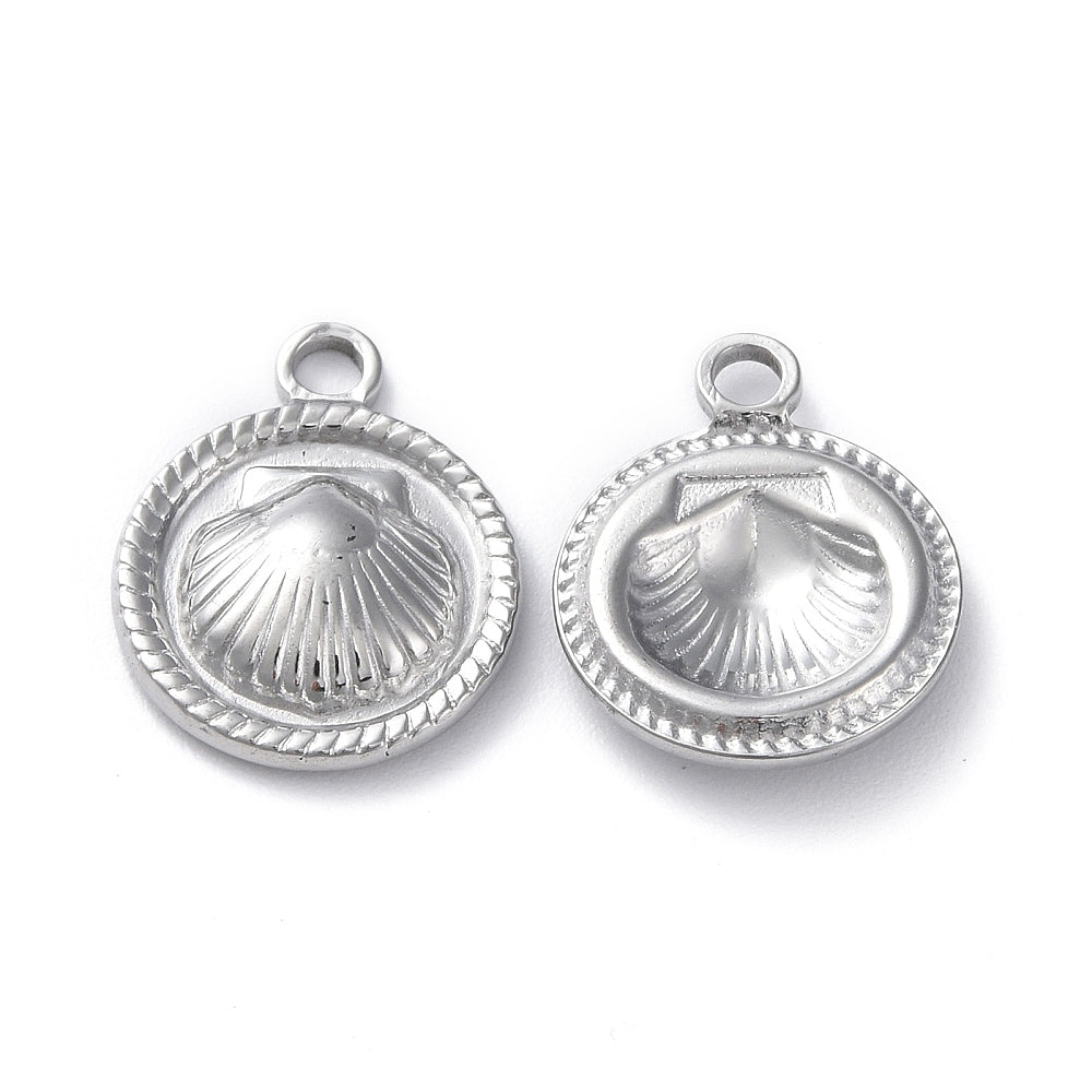 Bedel schelp munt zilver RVS 19x15mm-bedels-Kraaltjes van Renate