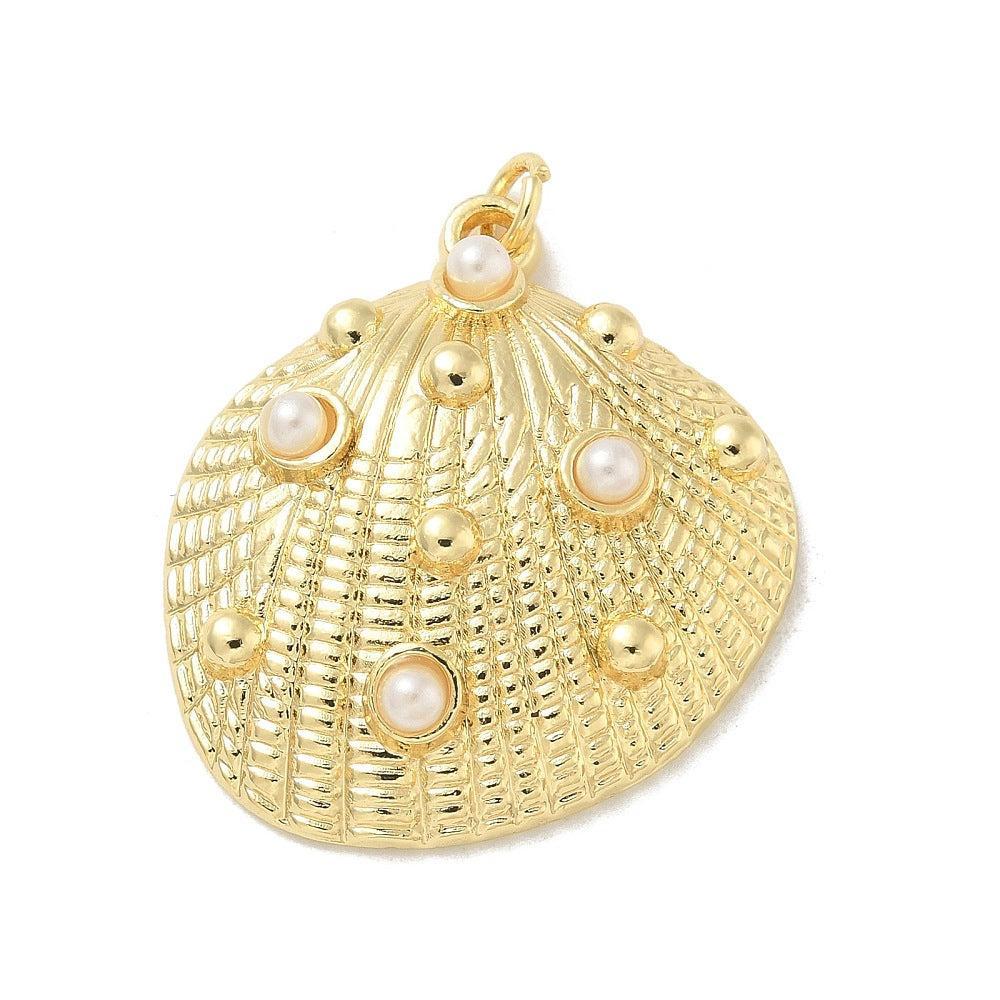 Bedel schelp pearl RVS 18K Goud 30mm - per stuk-bedels-Kraaltjes van Renate