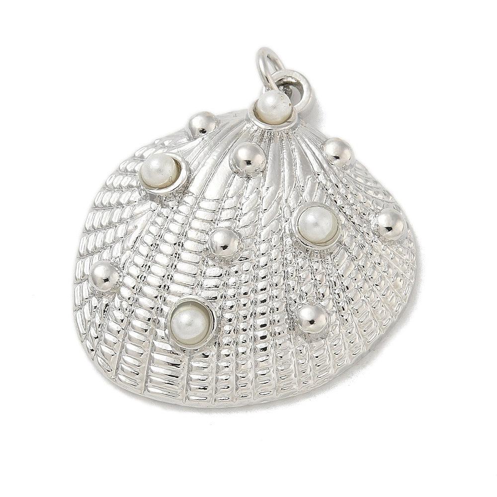 Bedel schelp pearl RVS zilver 30mm - per stuk-bedels-Kraaltjes van Renate