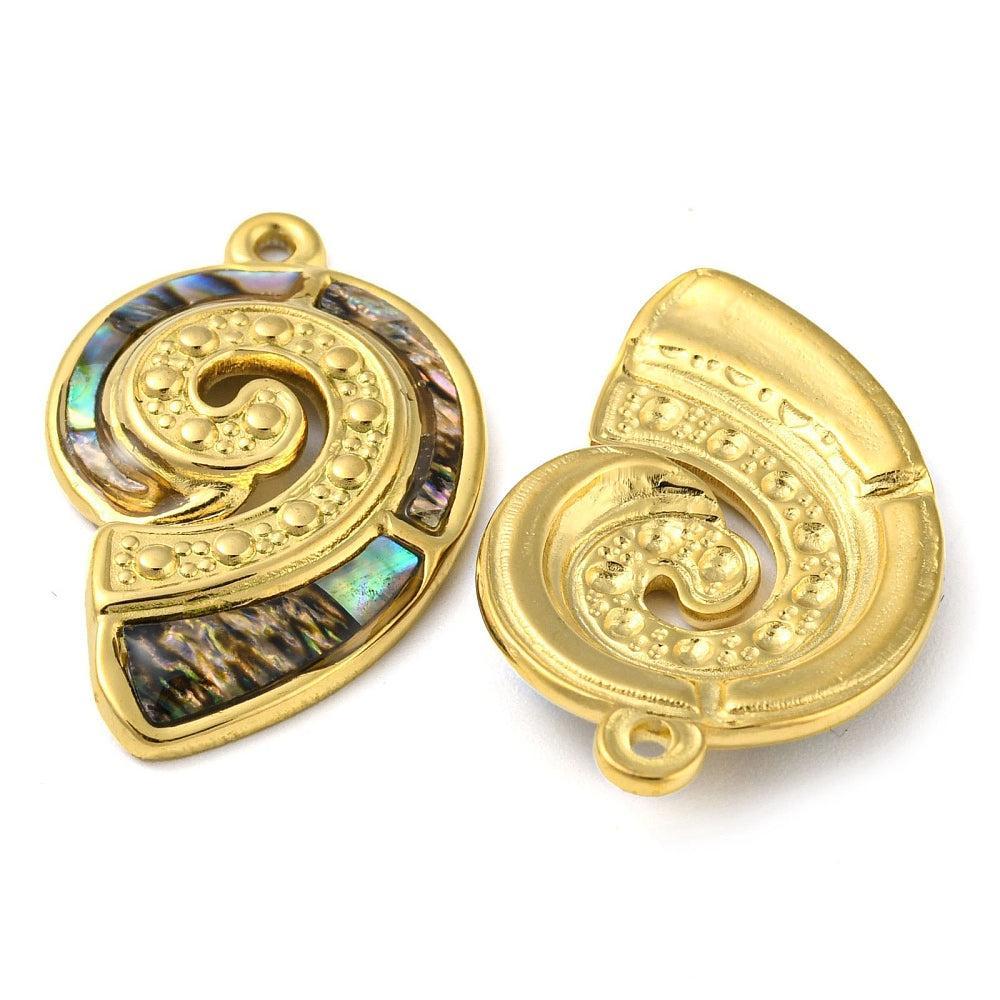 Bedel schelp premium RVS 18K goud 27,5mm - per stuk-bedels-Kraaltjes van Renate