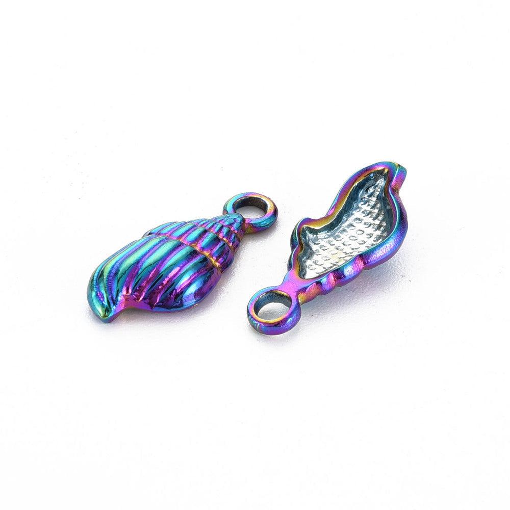 Bedel schelp regenboog RVS 18x8mm-bedels-Kraaltjes van Renate