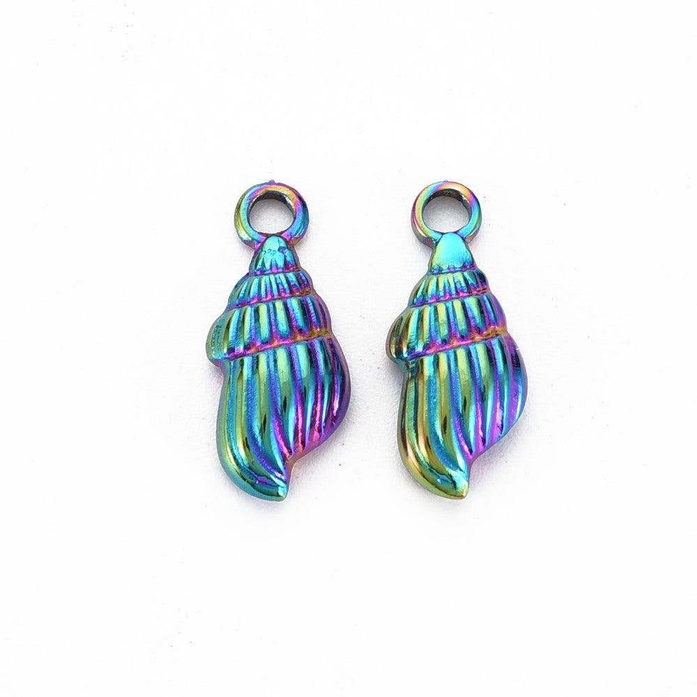 Bedel schelp regenboog RVS 18x8mm-bedels-Kraaltjes van Renate