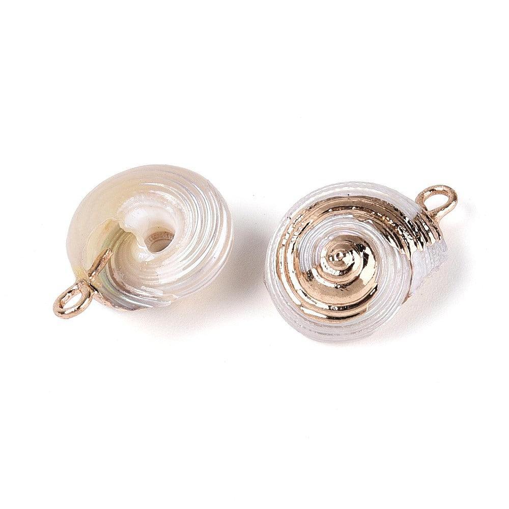 Bedel schelp whitesmoke goud ±16mm - per stuk-bedels-Kraaltjes van Renate