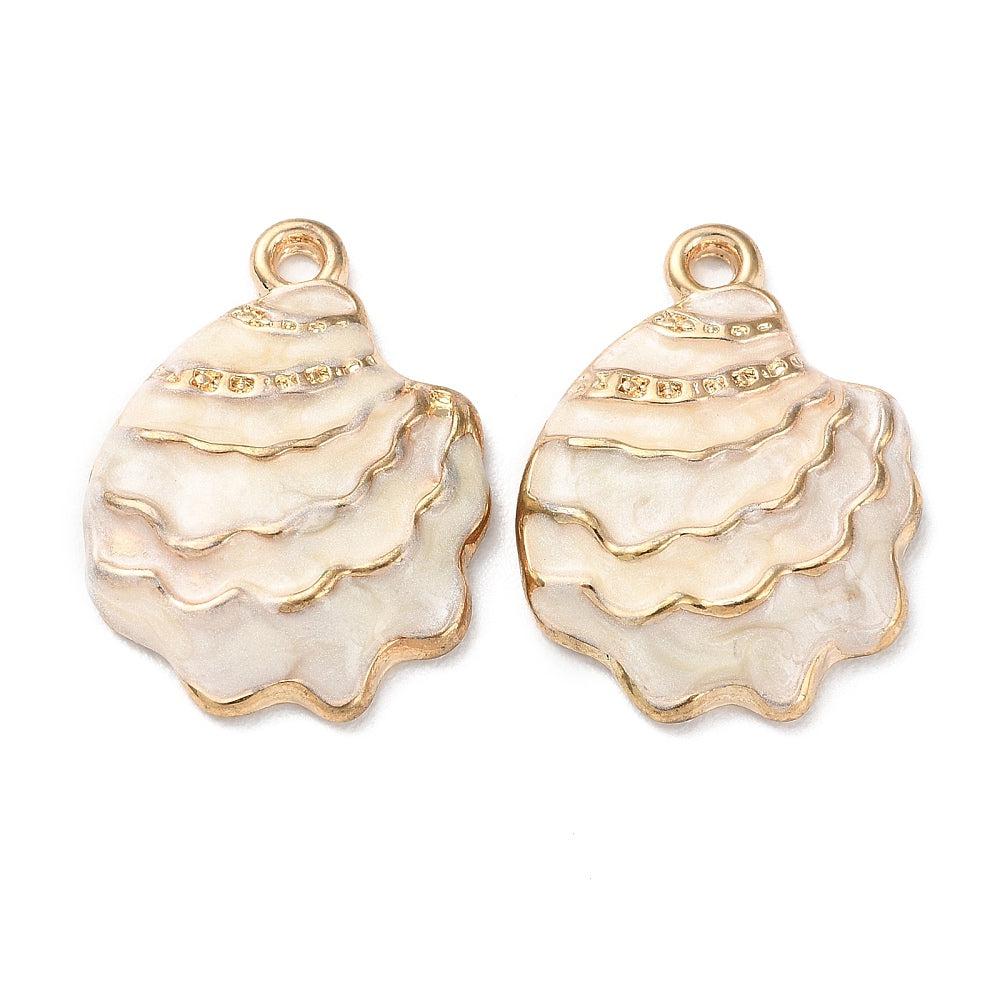 Bedel schelp wit/goud 22x16mm-bedels-Kraaltjes van Renate