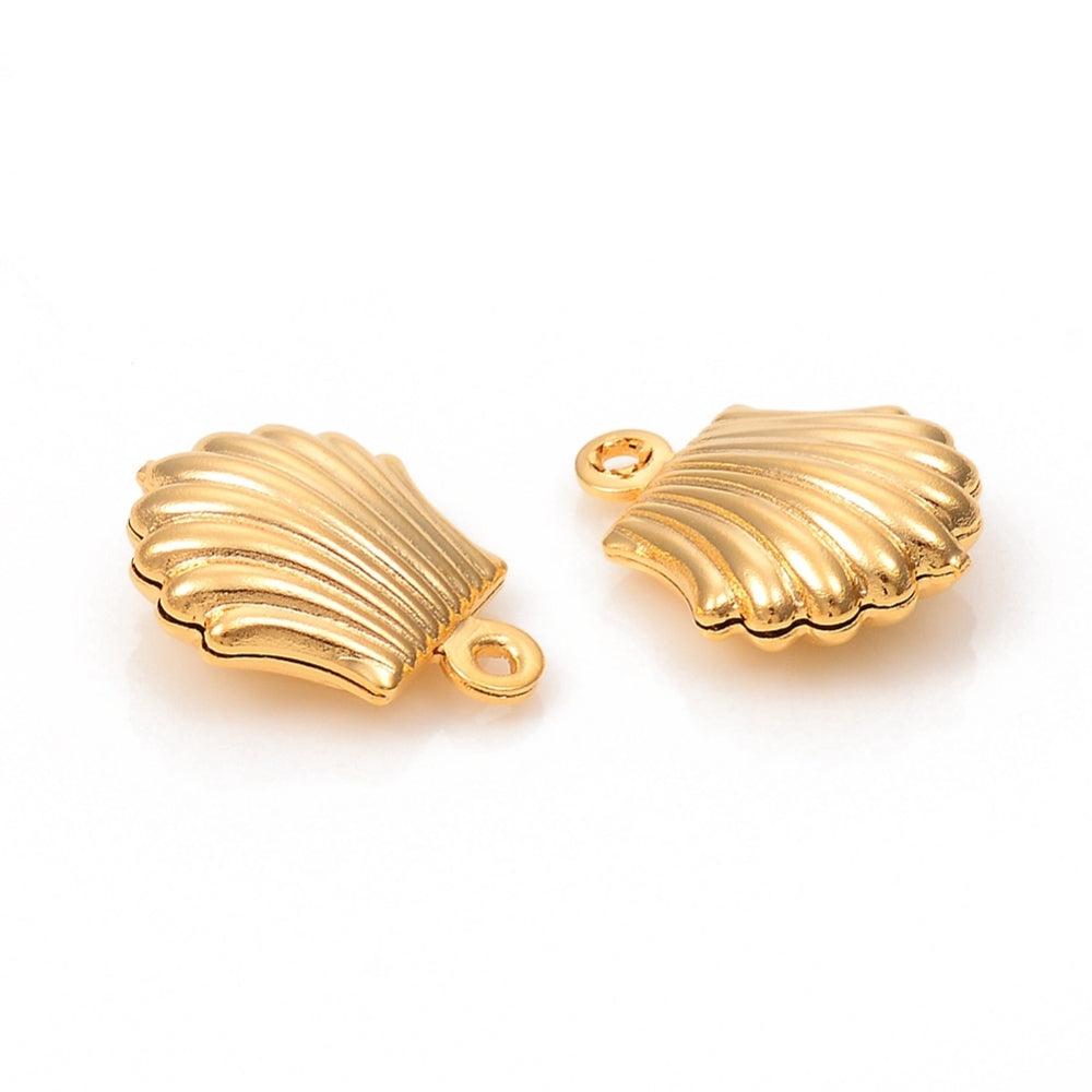 Bedel schelpje Stainless steel 18k Goud 14mm-bedels-Kraaltjes van Renate