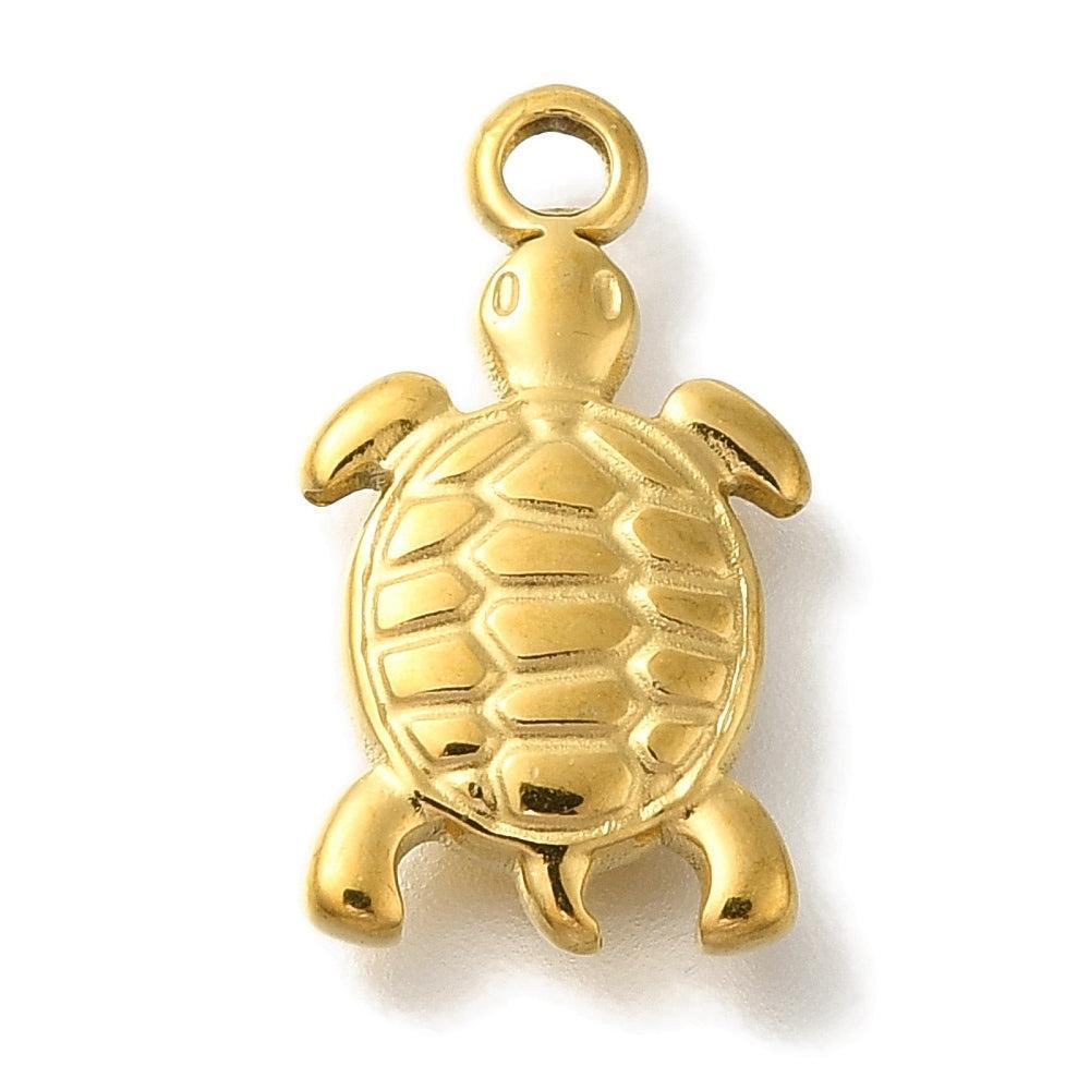 Bedel schildpad RVS 18K Goud 16,5mm - per stuk-bedels-Kraaltjes van Renate