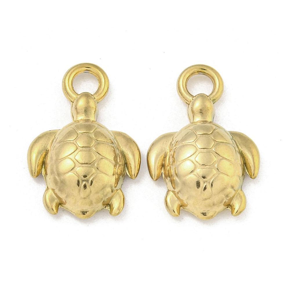 Bedel schildpad RVS 18K Goud 18mm - per stuk-bedels-Kraaltjes van Renate