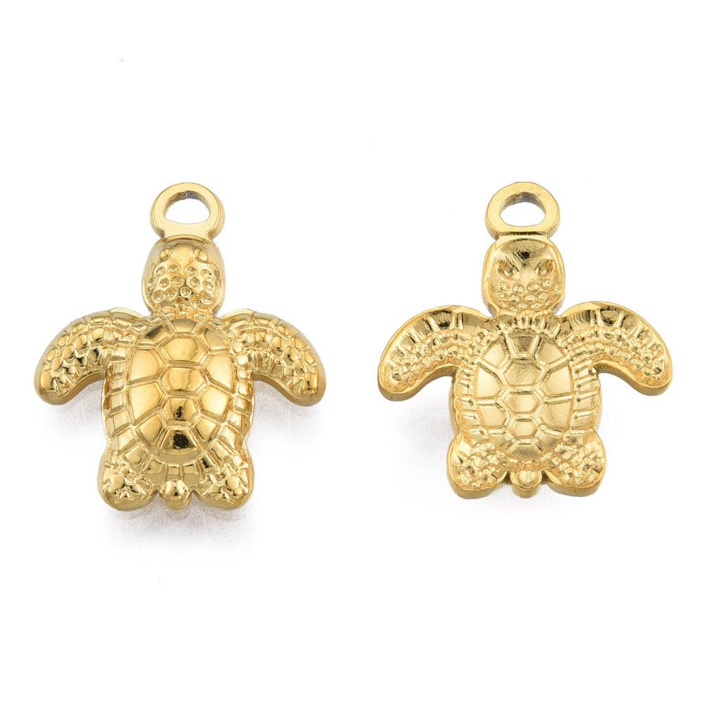 Bedel schildpad RVS goud 19x15mm-bedels-Kraaltjes van Renate