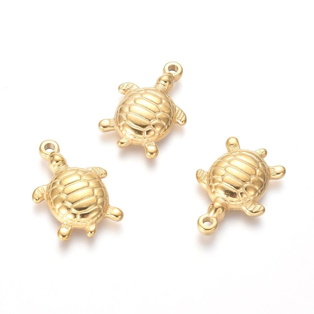 Bedel schildpad RVS goud 21x14mm-bedels-Kraaltjes van Renate