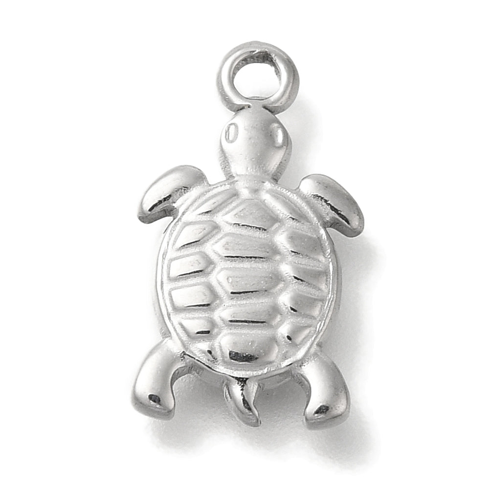Bedel schildpad RVS zilver 16,5mm - per stuk-bedels-Kraaltjes van Renate