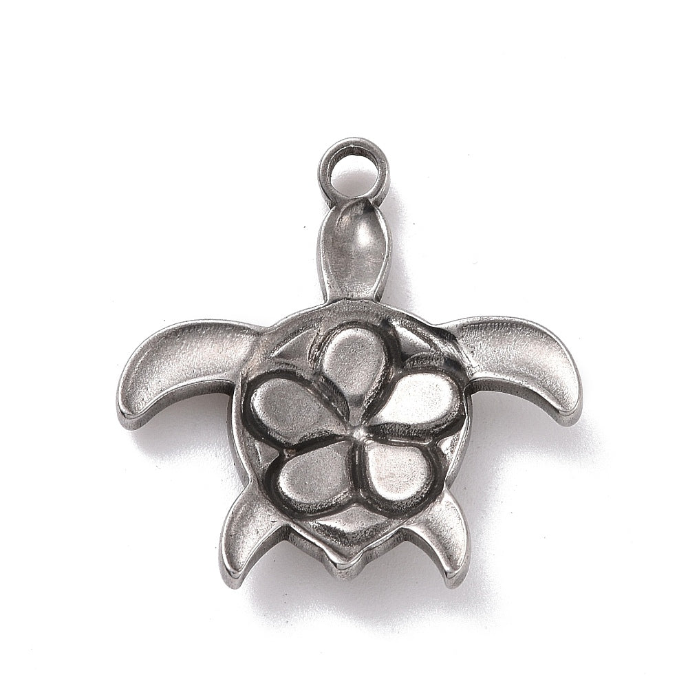 Bedel schildpad RVS zilver 26x24mm-bedels-Kraaltjes van Renate