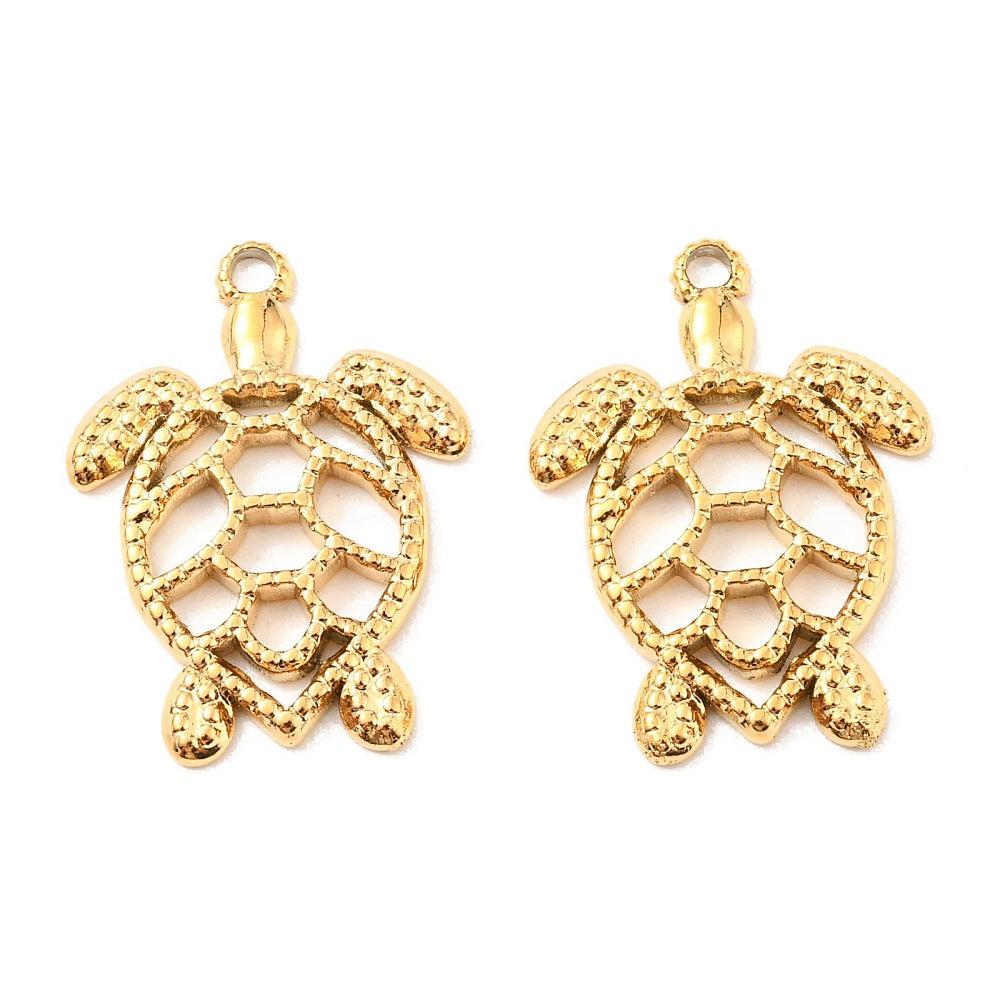 Bedel schildpad Stainless steel 18k Goud 22mm-bedels-Kraaltjes van Renate