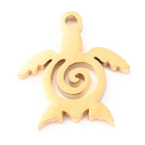 Bedel schildpad Stainless steel Goud 12mm-bedels-Kraaltjes van Renate