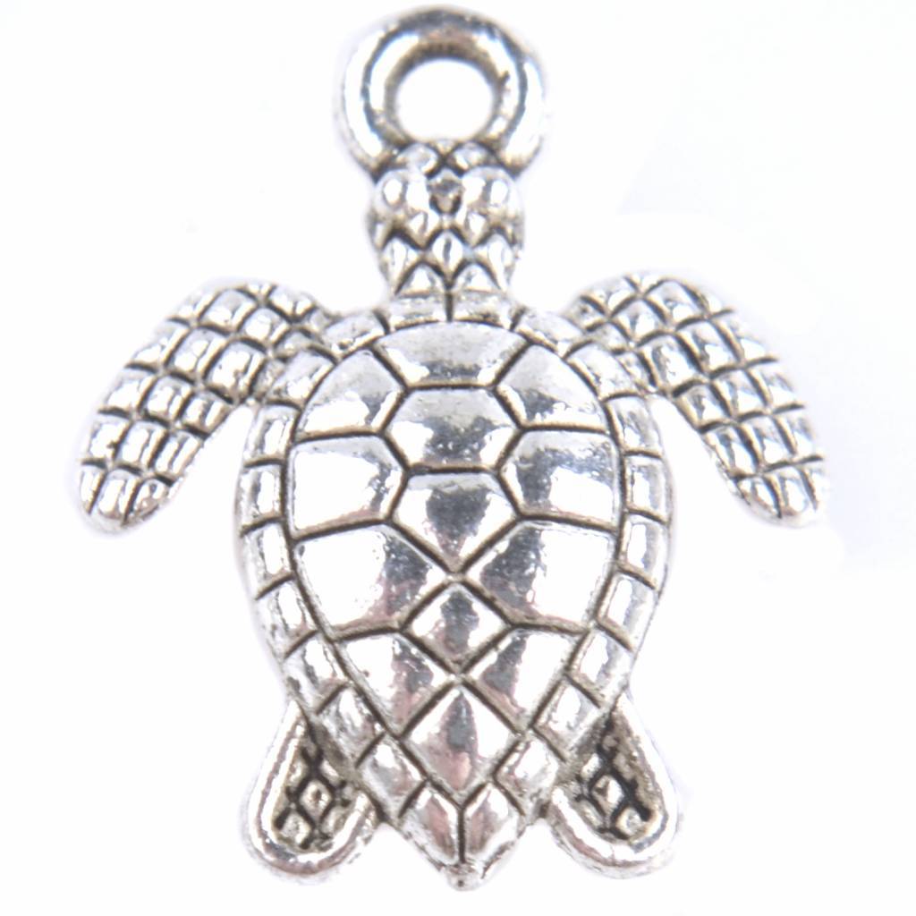 Bedel schildpad Zilver 16x12.5mm - 5 stuks-Kraaltjes van Renate
